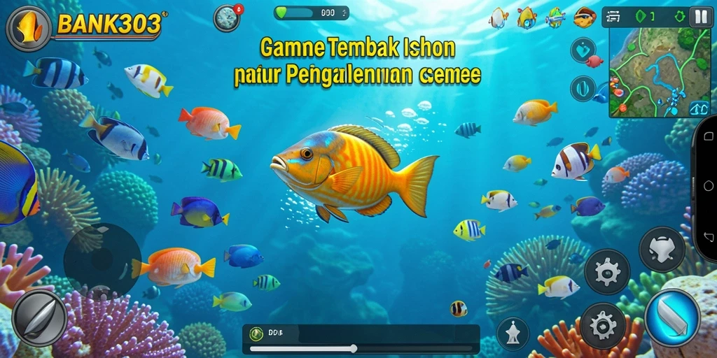 Gameplay seru dalam BANK303 saat menangkap ikan berwarna-warni.