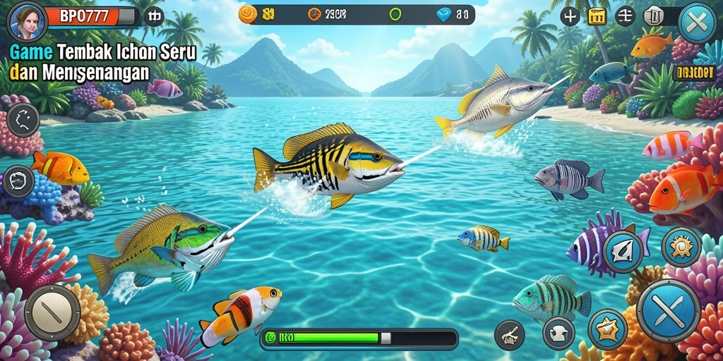 Screenshot gameplay BPO777 menampilkan aksi tembak ikan yang seru.