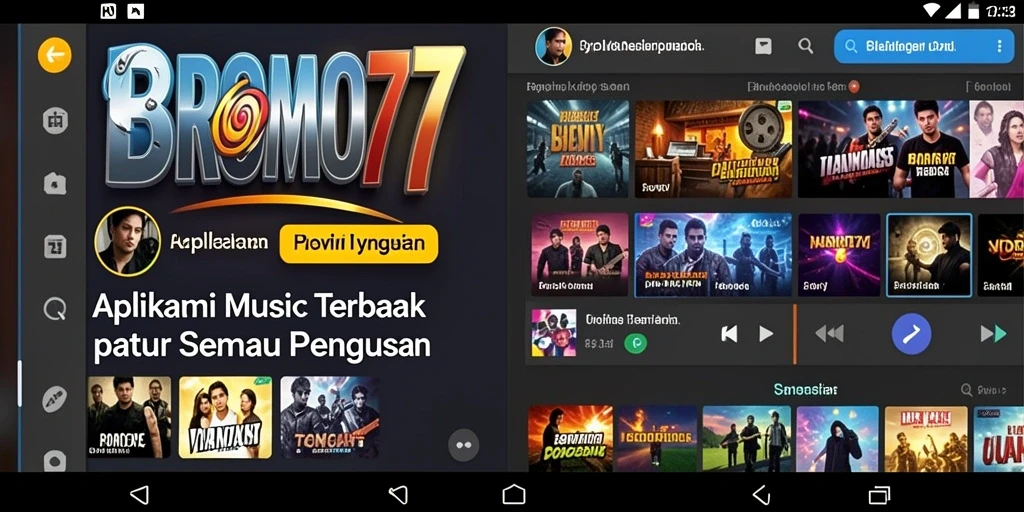 Tampilan utama BROMO77 menampilkan beragam pilihan lagu.