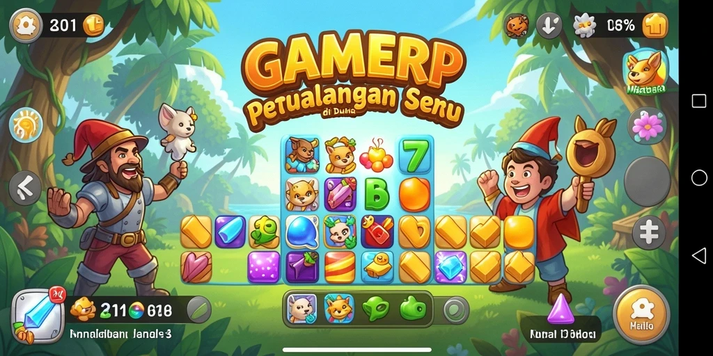 Screenshot GAMERP menampilkan gameplay seru dalam permainan Match-3.
