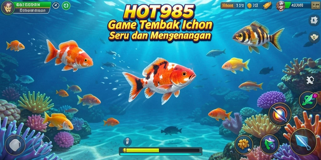Screenshot HOT985 menampilkan gameplay Tembak Ikan yang seru.