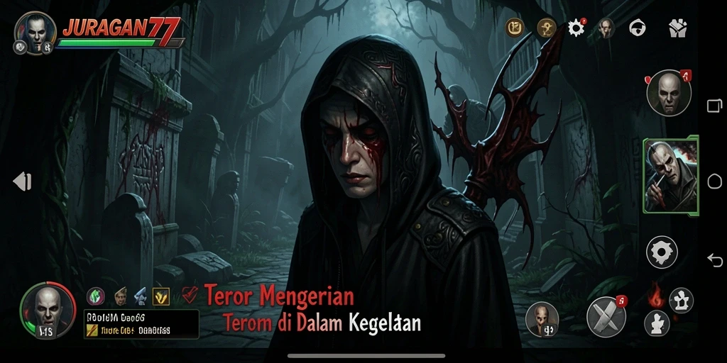 Tangkapan layar menampilkan suasana mencekam dalam JURAGAN77.