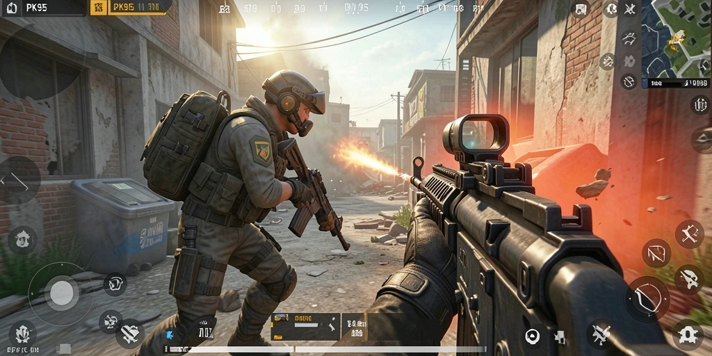 Tangkapan layar dari gameplay PK95 yang intens dan mendebarkan.