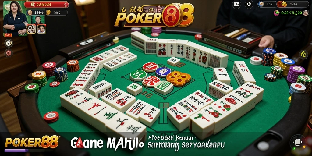 Screenshot gameplay POKER88 yang menampilkan suasana permainan Mahjong yang menegangkan.