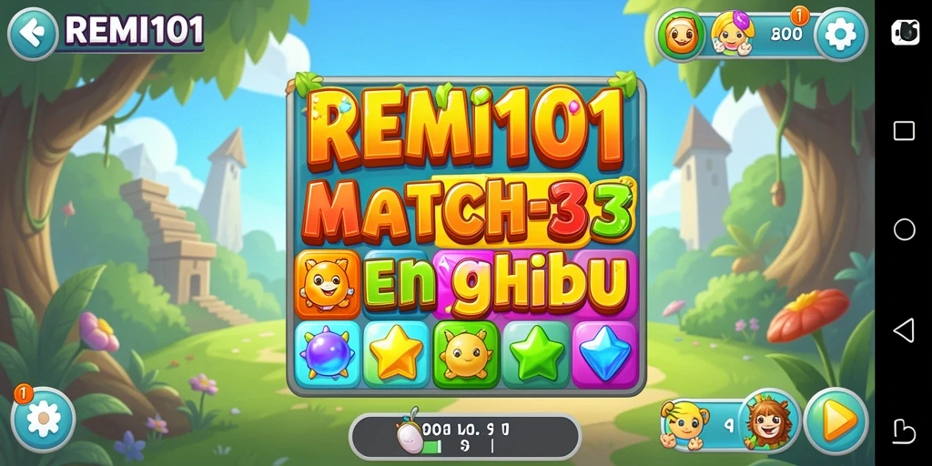 Tampilan gameplay REMI101 dengan kombinasi warna-warni yang menarik.
