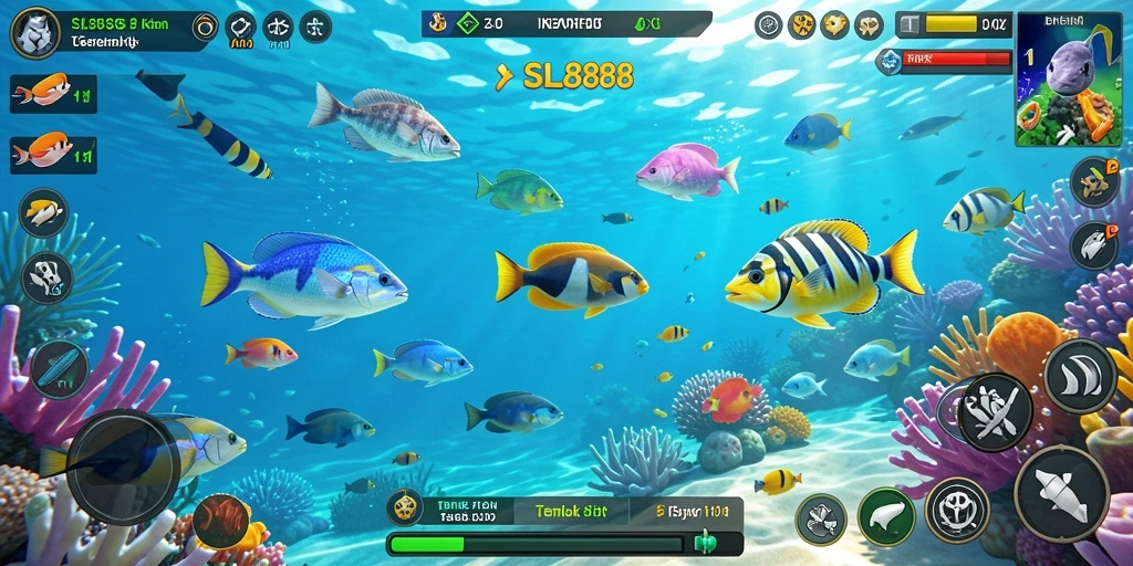 Screenshot gameplay menarik dari SL888 saat menembak ikan.